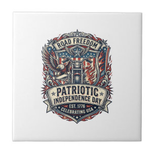 Patriotisk motor patriottisk motorcyklist väg frih kakelplatta