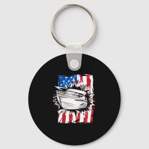 Patriotisk motorbåt 4 juli män amerikansk flagga nyckelring