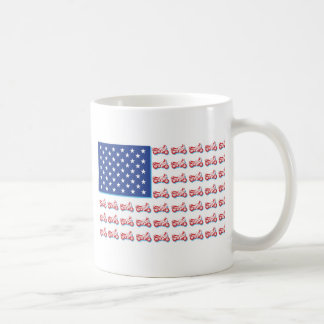 Patriotisk motorcykel Flagga med blå skugga Kaffemugg