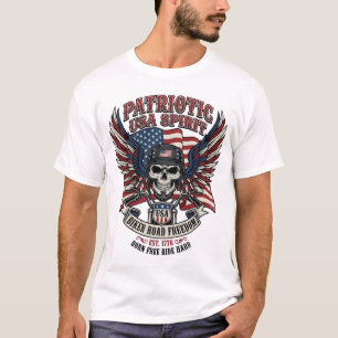 Patriotisk Motorcykel Skalle Biker Frihet Patriot T Shirt