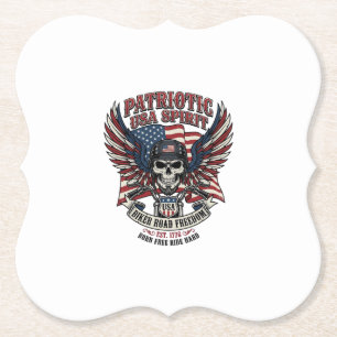 Patriotisk Motorcykel Skalle Biker Frihet Patriot  Underlägg Papper