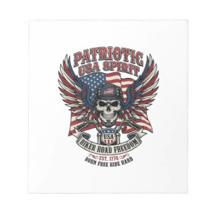 Patriotisk Motorcykel Skalle Mc Frihet Patriot A Anteckningsblock