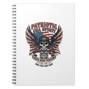 Patriotisk Motorcykel Skalle Mc Frihet Patriot A Anteckningsbok