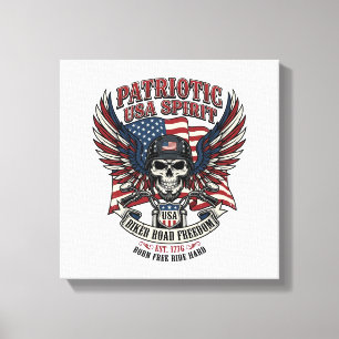 Patriotisk Motorcykel Skalle MC Frihet Patriot A Canvastryck