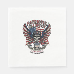 Patriotisk Motorcykel Skalle Mc Frihet Patriot A Pappersservett