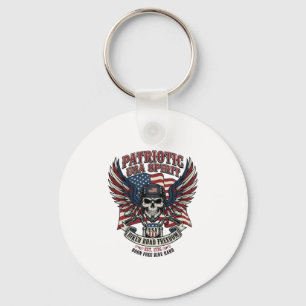 Patriotisk motorcykelskalle Biker Road Freedom Pat Nyckelring