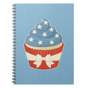 Patriotisk muffin på blåttrandar anteckningsbok med spiral