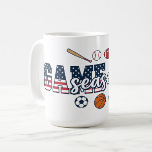 Patriotisk Multi Sport Spel Dags Säsong Amerikansk Kaffemugg