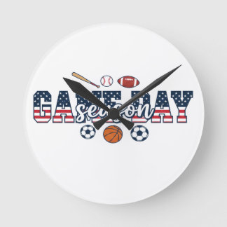 Patriotisk Multi Sport Spel Dags Säsong Amerikansk Rund Klocka