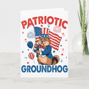 Patriotisk Murmeldjur Amerikansk Flagga 4:e Juli Kort