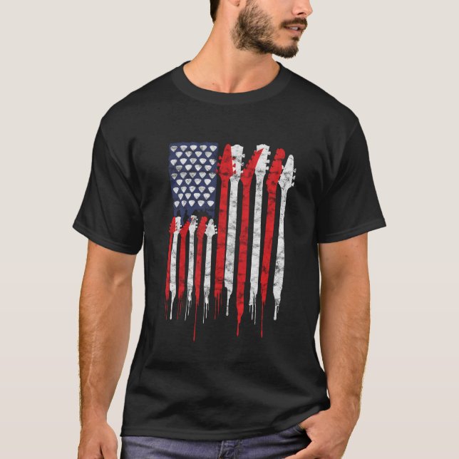 Patriotisk musik för gitarr för t shirt (Framsida)