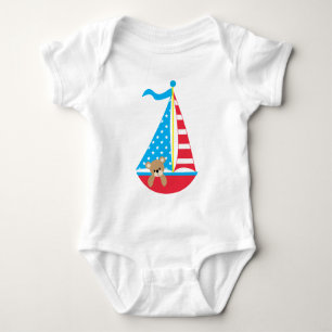 Patriotisk nalle 4th av den Juli babyen T Shirt