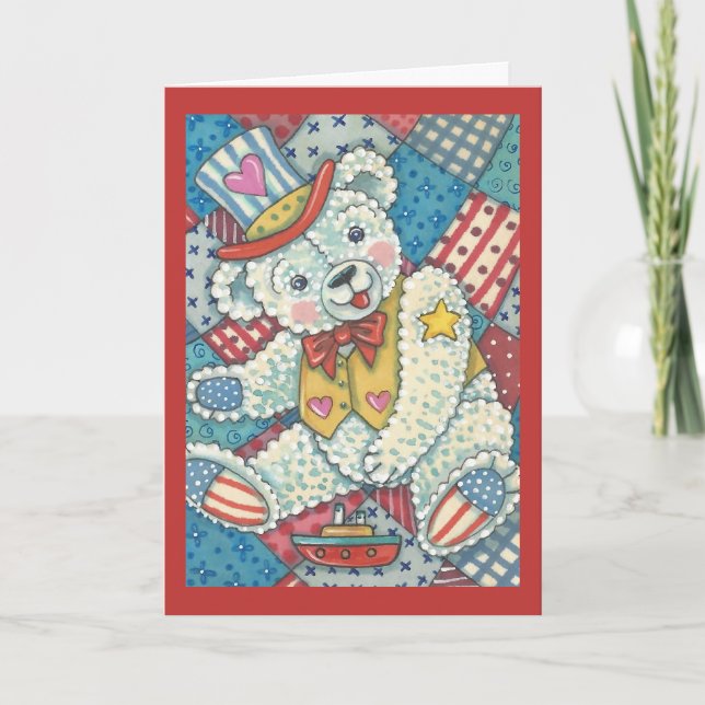 PATRIOTISK NALLE OCH KVALIT GREETING CARD Verse Kort (Framsida)