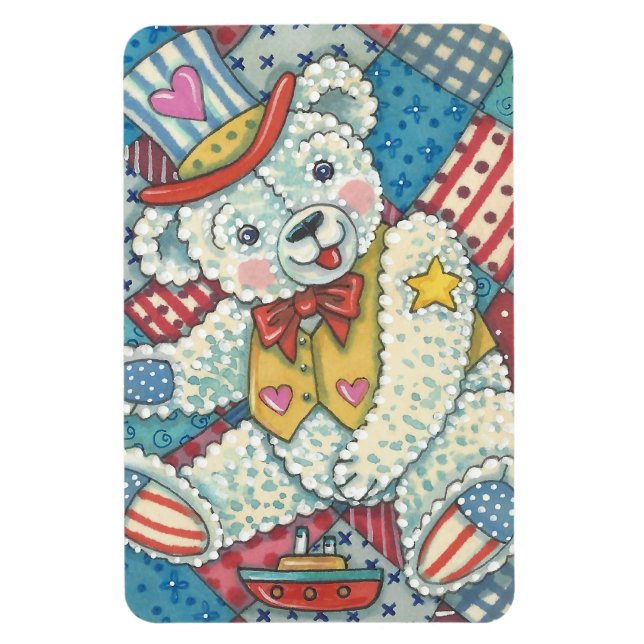 PATRIOTISK NALLE & QUILT MAGNET Large (Vertikal)