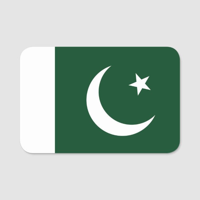 Patriotisk namn bricka med flagga Pakistan Namnbricka (Framsida)