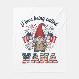 Patriotisk Nana Gnome Vintage Farmor Tröja Beskriv Fleecefilt