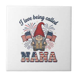 Patriotisk Nana Gnome Vintage Farmor Tröja Beskriv Kakelplatta