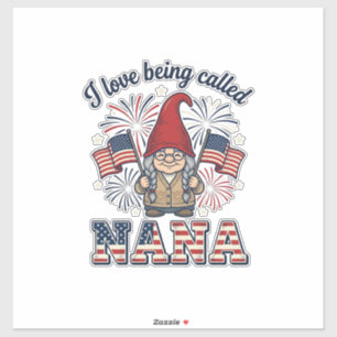 Patriotisk Nana Gnome Vintage Farmor Tröja Beskriv Klistermärken