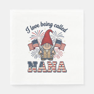 Patriotisk Nana Gnome Vintage Farmor Tröja Beskriv Pappersservett