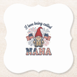 Patriotisk Nana Gnome Vintage Farmor Tröja Beskriv Underlägg Papper
