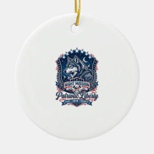 Patriotisk Natt Mission Patriot Varg Militär Insp Julgransprydnad Keramik