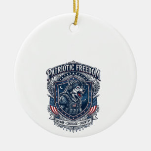 Patriotisk nattmission Patriot Wolf Militärisk ins Julgransprydnad Keramik