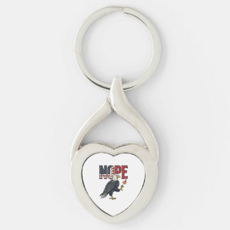 Patriotisk Nejörn Vintage Grafisk Design_1 Twisted Heart Silverfärgad Nyckelring