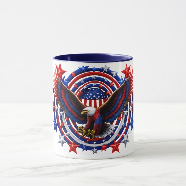 Patriotisk neonörnexplosion – Röd vit & blå gratis Mugg (Center)