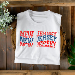 Patriotisk New Jersey röd och blå Boho T-shirt 