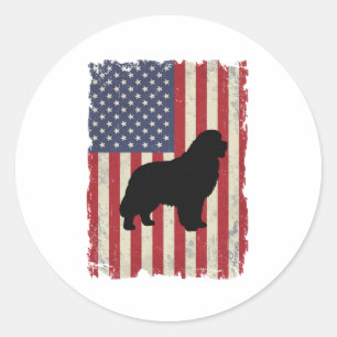 Patriotisk Newfoundland Hund Amerikansk Flagga Vin Runt Klistermärke