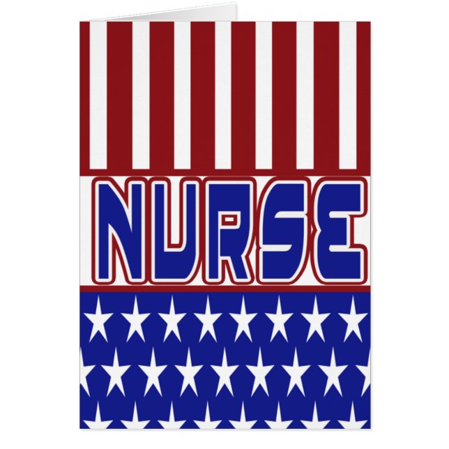 PATRIOTISK NURSE USA FLAGGA HÄLSNINGSKORT (Framsidan)