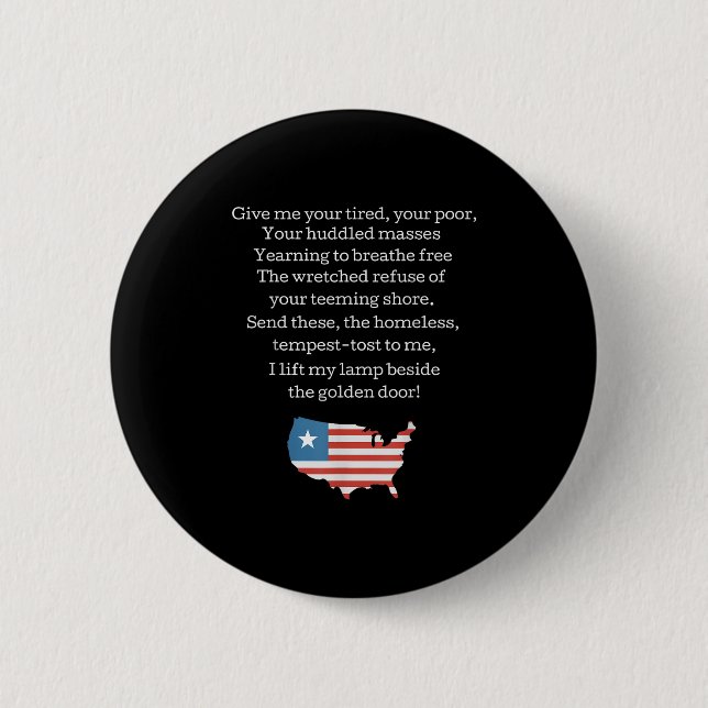 Patriotisk Ny Koloss Emma Lazarus Citat Usa Presen Knapp (Framsida)