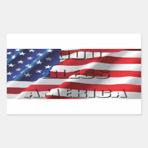 Patriotisk och kraftfull Gud välsigne Amerika Rektangulärt Klistermärke