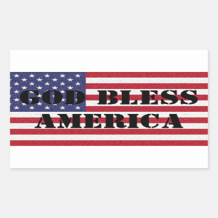 Patriotisk och kraftfull Gud välsigne Amerika Rektangulärt Klistermärke