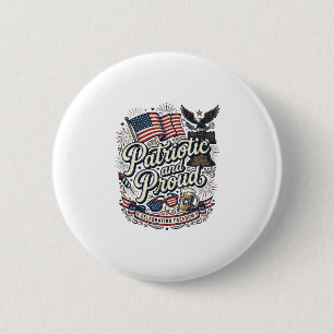 Patriotisk och stolt vintage fjärde juli knapp