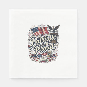 Patriotisk och stolt vintage fjärde juli pappersservett