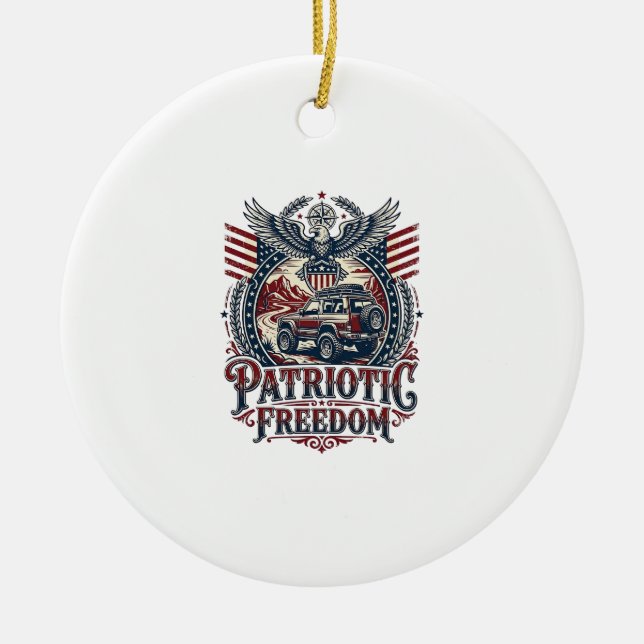 Patriotisk ökenvägsutforskare julgransprydnad keramik (Framsidan)