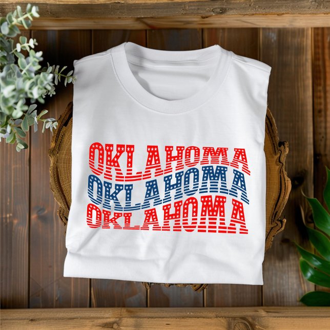 Patriotisk Oklahoma röd och blå Boho T-shirt  (Skapare uppladdad)