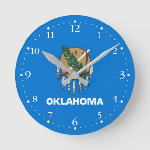 Patriotisk Oklahoma State Flagga Rund Klocka