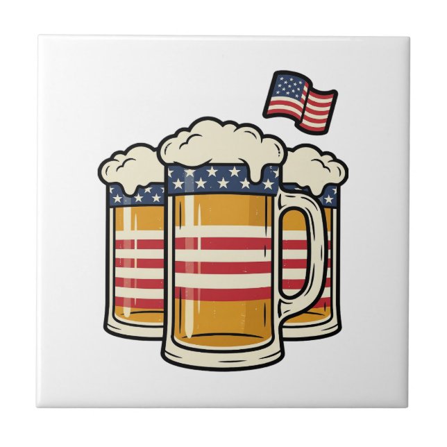 Patriotisk Ölmugg Vintage Vektor Design_1 Kakelplatta (Framsidan)