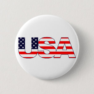 Patriotisk om USA i ord i amerikanska Flagga Knapp