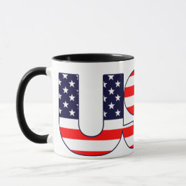 Patriotisk om USA i ord i amerikanska Flagga Mugg