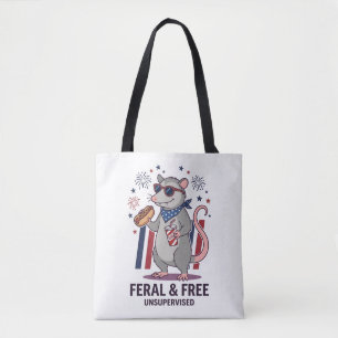 Patriotisk Opossum Vild och Fri 4:e Juli Självstän Tygkasse
