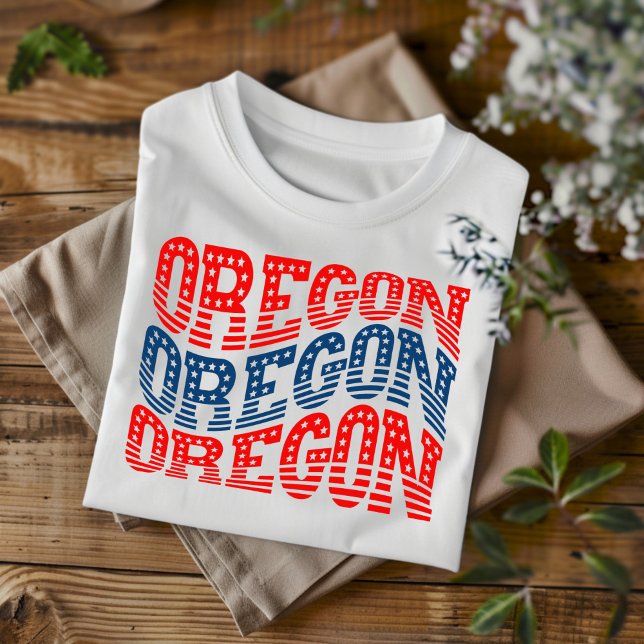 Patriotisk Oregon röd och blå Boho T-shirt  (Skapare uppladdad)