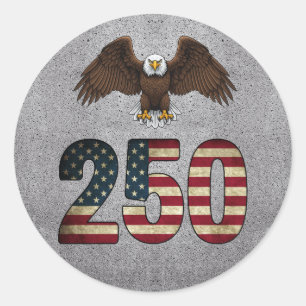 Patriotisk Örn 250 USA Semiquincentennial Runt Klistermärke