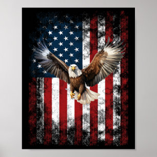 Patriotisk Örn 4:e Juli USA Amerikansk Flagga Poster