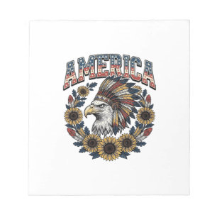 Patriotisk Örn Amerika Solros Vintage Anteckningsblock