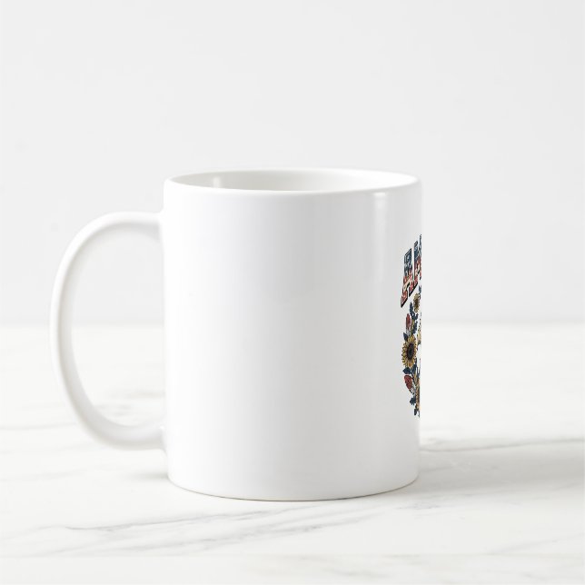 Patriotisk Örn Amerika Solros Vintage Kaffemugg (Vänster)