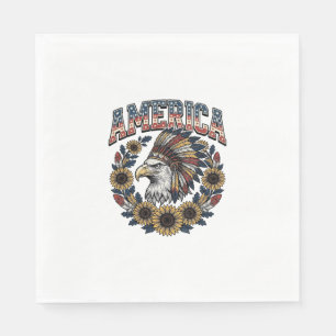Patriotisk Örn Amerika Solros Vintage Pappersservett