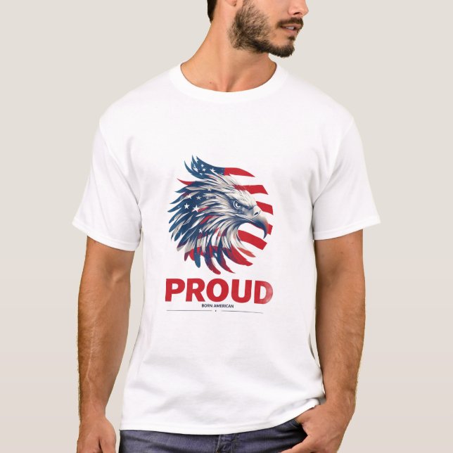 Patriotisk Örn Amerikansk Flagga presentidé T Shirt (Framsida)
